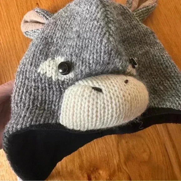deLux Wool Donkey Hand Made in Nepal Knit Hat Fleece Lined - Picture 2 of 10
